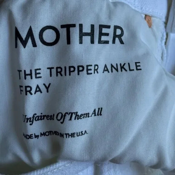 Mother The Tripper Ankle Fray White Jeans Size 24